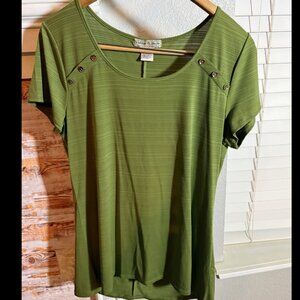 Olive Green Button Detail Top – Vintage Susie Short Sleeve Blouse